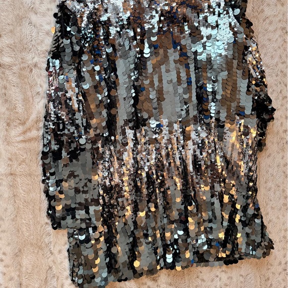 H&M Silver and Black Sequin Asymmetrical Dress - Picture 2 of 2